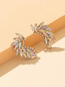 Rhinestone Decor Stud Earrings - Green - View 6