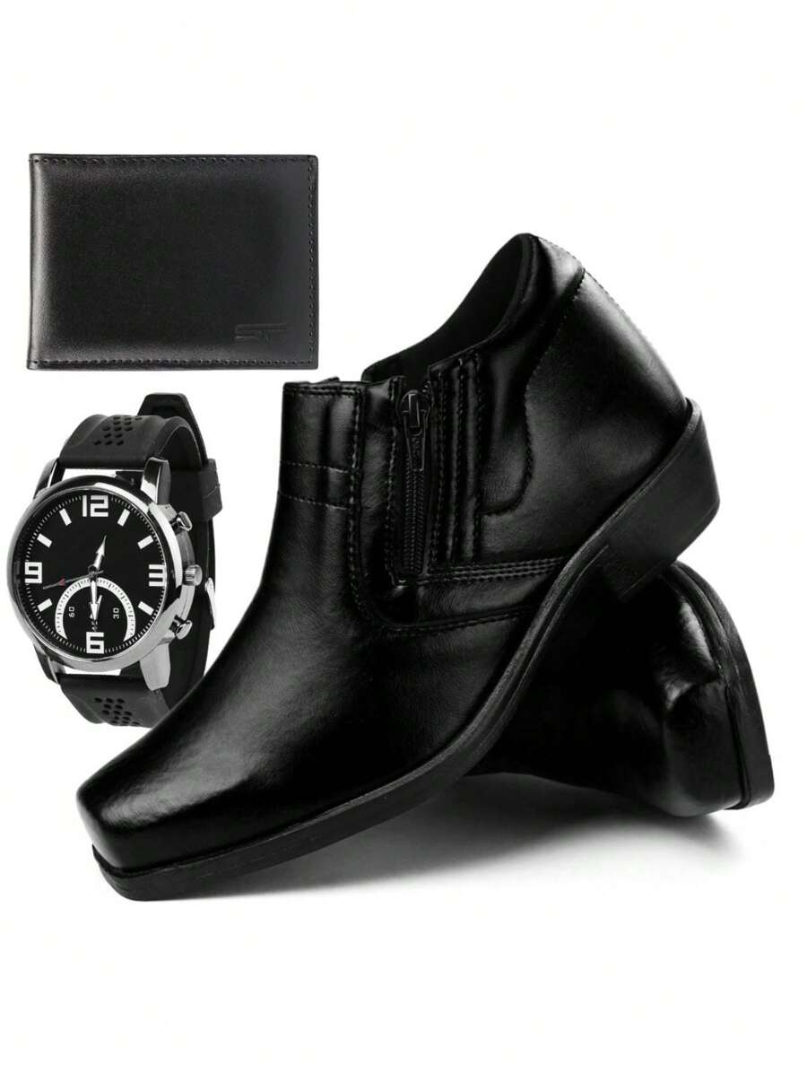 Comfortable Country Short Men's Social Boot Kit With Watch And Wallet Black - 黑色 - 查看 1