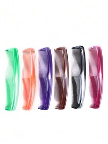 6 Pieces Professional Finishing Comb Set - Anti-Static, Color Gradient, Color Fine Tooth Normal Hair - Portable, Decontaminate, Styling, Smooth Comb Salon Quality Results, Wide Tooth Flat Comb - Multicolor - View 6
