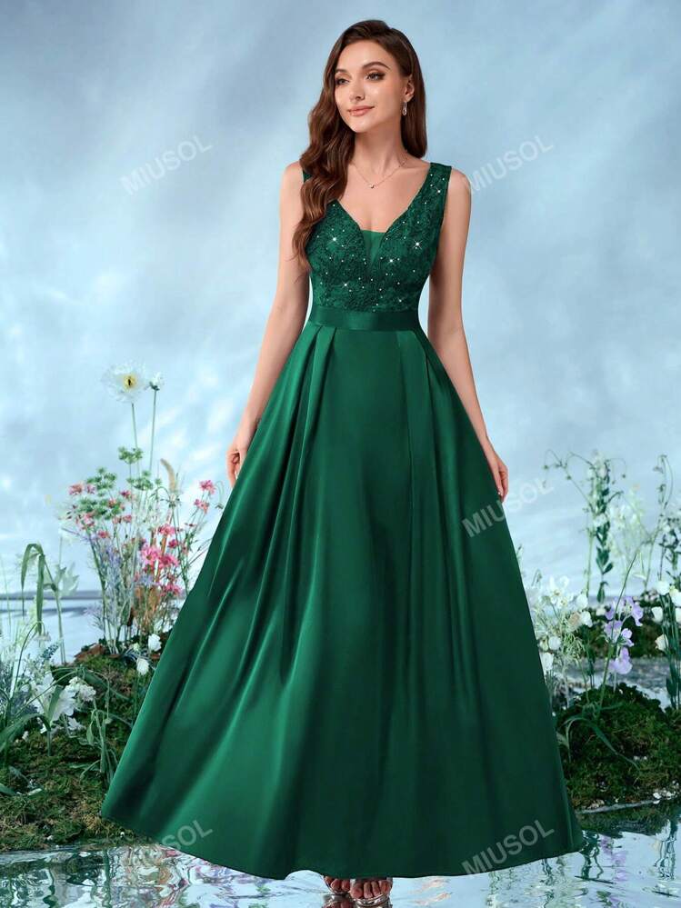 Deep v neck sequin party dress deals