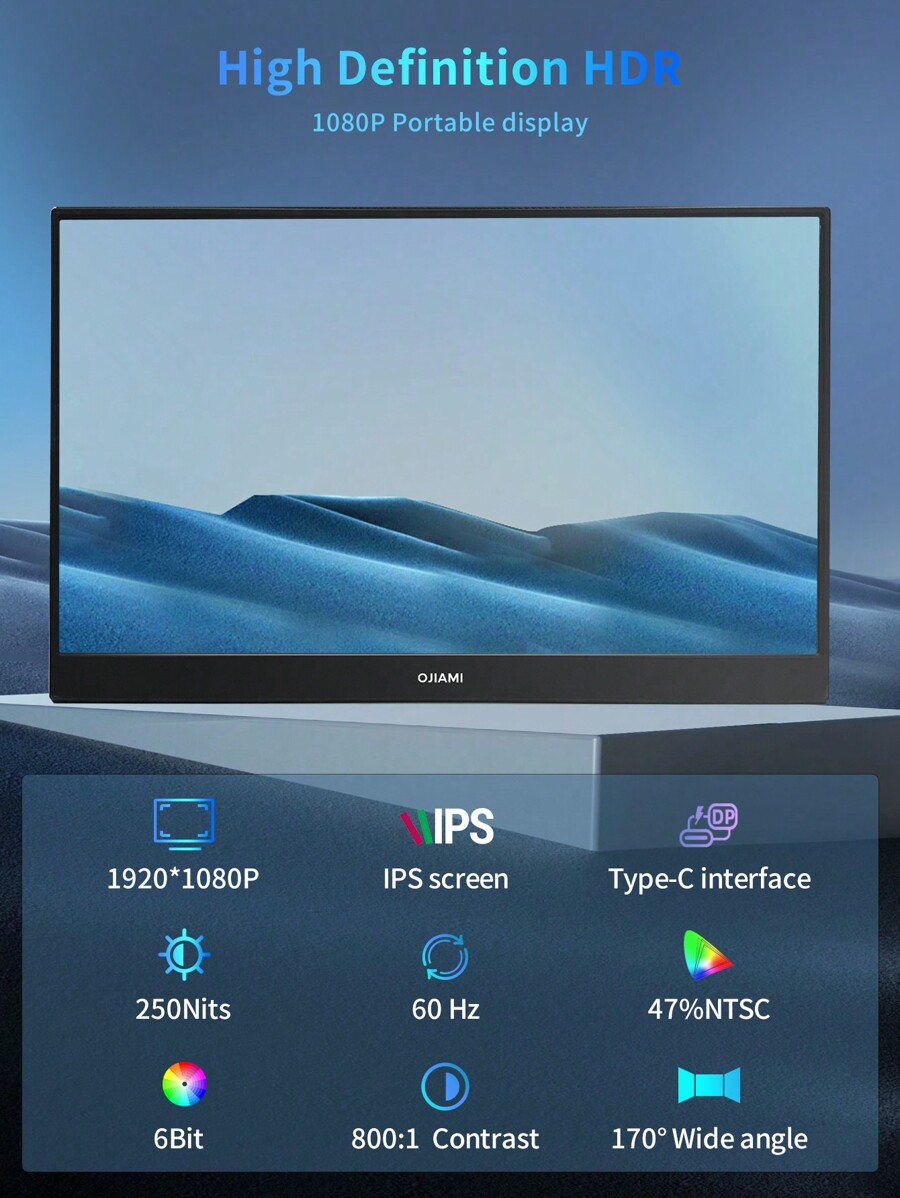 Portable Monitor 15.6" Ultra Slim Portable Laptop Monitor 1080P