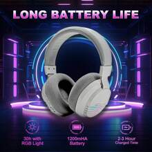 COLUSI Casque Bluetooth sans fil X09, supra-auriculaire, faible latence, longue durée de vie de la batterie, éclairage RVB, son Hi-Fi, confortable, compatible Type-C pour téléphones et ordinateurs, convient pour le jeu, la salle de sport, le bureau, cadeau de vacances