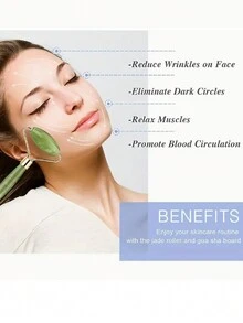 2pcs Roller Massage Tool Set - Non-Jade Facial Massage Roller & Double Head Massage Stick - Green - View 5