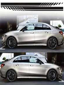 2pcs Universal Striped Vinyl Car Body Side Decal Stickers For Automotive & SUV Tuning Decoration - one-size - View 9