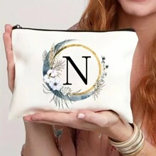Nécessaire Personalizado com Coroa de Flores Boêmia e Monograma, Bolsa de Presente Personalizada, Necessaire de Cosméticos Fofo, Adequado para Casamento, Aniversário, Festival, Presente Ideal para Mulheres, Mães, Professoras, Amigas, Damas de Honra, Necessaire Escolar, Suprimentos Escolares, Organizador de Cosméticos, Itens de Quarto, Bolsas de Maquiagem, Organizador de Maquiagem, Armazenamento de Maquiagem, Nécessaire de Maquiagem