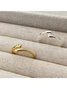 1pc S925 Sterling Silver Waterdrop Design Open Ring, Unisex Hand Accessory.