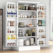 47" Kitchen Pantry Cabinet With Doors And Adjustable Shelves, White Freestanding Kitchen Pantry Storage Cabinet, Modern Sideboard Cupboard For Kitchen, Living Room And Dinning Room - 白色 - 查看 1