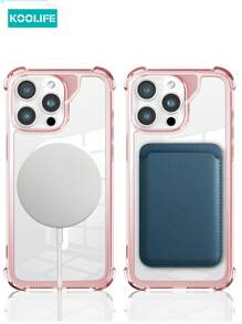 1pc Koolife Angel Eye Large Hole Transparent Shockproof Magnetic Phone Protective Case, Four Corner Anti-Drop Compatible With Iphone 16/16 Pro/16 Plus/16 Pro Max/11/12/12 Pro/12 Pro Max/13/13 Pro/13 Pro Max/14/14 Plus/14 Pro/14 Pro Max/15/15 Pro/15 Plus/15 Pro Max