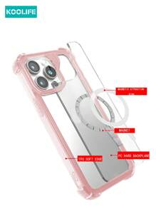 1pc Koolife Angel Eye Large Hole Transparent Shockproof Magnetic Phone Protective Case, Four Corner Anti-Drop Compatible With Iphone 16/16 Pro/16 Plus/16 Pro Max/11/12/12 Pro/12 Pro Max/13/13 Pro/13 Pro Max/14/14 Plus/14 Pro/14 Pro Max/15/15 Pro/15 Plus/15 Pro Max