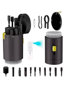 Limpiador De Teclado Kit De Limpieza Portátil Para Celular Pc Laptop 20 en 1 Cepillo De Limpieza de Teclado Multifuncional Para la Limpieza de Cámaras Digitales - Negro - Ver 1