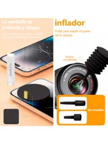 Limpiador De Teclado Kit De Limpieza Portátil Para Celular Pc Laptop 20 en 1 Cepillo De Limpieza de Teclado Multifuncional Para la Limpieza de Cámaras Digitales - Negro - Ver 8