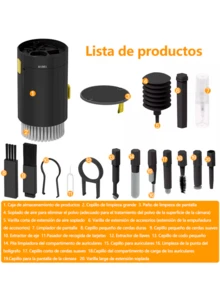 Limpiador De Teclado Kit De Limpieza Portátil Para Celular Pc Laptop 20 en 1 Cepillo De Limpieza de Teclado Multifuncional Para la Limpieza de Cámaras Digitales - Negro - Ver 5