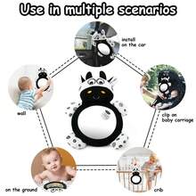 1 件婴儿奶牛黑白卡通后视镜挂饰新生儿生日礼物，品牌随机发送 - 黑色 - 查看 6