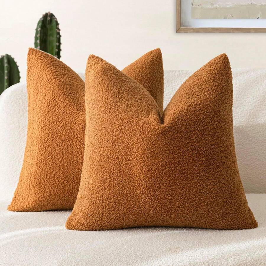 1 vỏ gối màu cam (không bao gồm ruột gối) Vỏ gối xoăn mềm mại, mịn màng - Vỏ gối lông vũ mềm mại, trung tính, thích hợp cho ghế sofa, phòng ngủ, trang trí, mọi mùa - Đồng - Xem 1