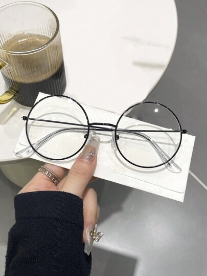 1 szt./2 szt. Damskie okrągłe oprawki modne przezroczyste okulary do czytania w biurze powrót do szkoły codzienne akcesoria akcesoria do okularów dla kobiet