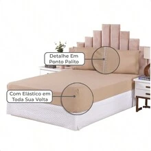 Bedding Set 3 Pieces King Double Sheet Pillowcase Toothpick Stitch - 米色 - 查看 2