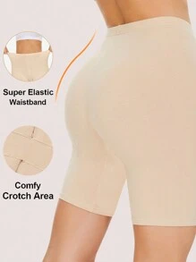 1pc Women's High Waist Comfortable Sports Yoga Shorts, High Elasticity Smooth Triangle Shorts, Fitness Workout Shorts - Apricot - View 2