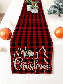 1 件，圣诞桌旗，黑白水牛格子桌布，桌面保护，家庭聚会节日装饰，圣诞礼物，家居装饰，圣诞场景装饰 - 彩色 - 查看 3