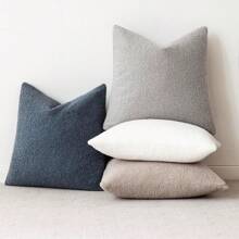 1 件灰色（无内芯）卷毛绒枕套 - 柔软中性蓬松靠垫套，适用于沙发、卧室、装饰、所有季节 - 灰色 - 查看 8