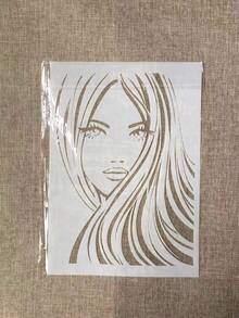 1pc Plastic A4 Size Long Hair Girl Template For Drawing - White - View 2