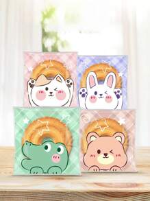 100 个/包卡通动物可爱自粘饼干袋、雪花蛋糕包装袋、面包店密封袋 - 彩色 - 查看 4