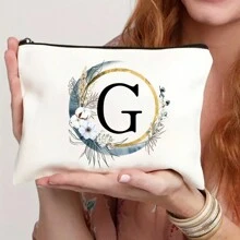 Nécessaire Personalizado com Coroa de Flores Boêmia e Monograma, Bolsa de Presente Personalizada, Necessaire de Cosméticos Fofo, Adequado para Casamento, Aniversário, Festival, Presente Ideal para Mulheres, Mães, Professoras, Amigas, Damas de Honra, Necessaire Escolar, Suprimentos Escolares, Organizador de Cosméticos, Itens de Quarto, Bolsas de Maquiagem, Organizador de Maquiagem, Armazenamento de Maquiagem, Nécessaire de Maquiagem
