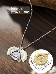 1Pc Personalized Heart Locket Necklace With Pictures,Sunflower/Angel Wings/Heart Shaped Lockets Custom Photo,Gold/Rose Gold/White Lockets That Holds Picture,Customized Memorial Jewelry For Women Locket Necklace That Holds Pictures-Photo Pendant Custom Jewellery Gifts For Men Women You Are My Sunshine Necklace Inspirational Sunflower Locket Necklace Jewelry Mother's Day Gift For Women Girlfriend Valentines - Multicolor - View 3