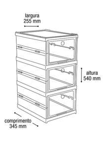 Kit 3 Caixa Organizador De Plástico Para Sapato Tênis Chinelo Dobrável Empilhável Sapateira Vertical Caixa Sapato Tênis Armário Organizador Portátil