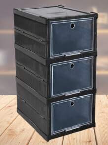 Kit 3 Caixa Organizador De Plástico Para Sapato Tênis Chinelo Dobrável Empilhável Sapateira Vertical Caixa Sapato Tênis Armário Organizador Portátil