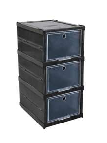 Kit 3 Caixa Organizador De Plástico Para Sapato Tênis Chinelo Dobrável Empilhável Sapateira Vertical Caixa Sapato Tênis Armário Organizador Portátil