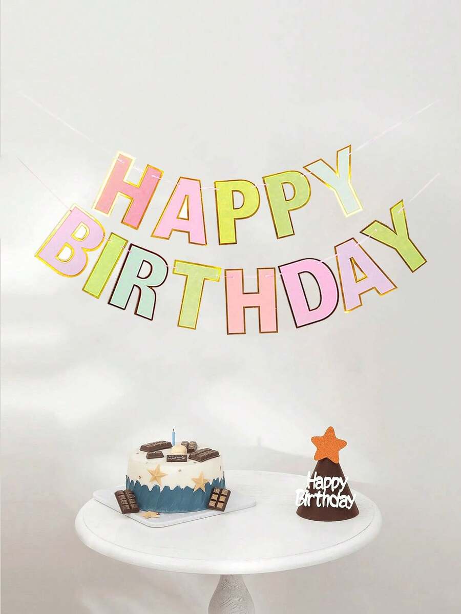 Macaron Theme Happy Birthday Photo Backdrop Banner Banner Birthday Decorations Happy Birthday Sign For Birthday Decor - Multicolor - View 1