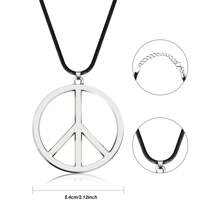 Hippie Dressing Accessory Set Hippie Glasses And Peace Sign Necklace Prom Halloween - Brown - View 5