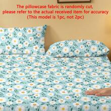 1pc  Floral Sunlight Blue Pattern Print Pillowcase, Bedroom Use Envelope Closure Soft Pillow Cover, Bedding - Multicolor - View 7