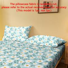 1pc  Floral Sunlight Blue Pattern Print Pillowcase, Bedroom Use Envelope Closure Soft Pillow Cover, Bedding - Multicolor - View 6