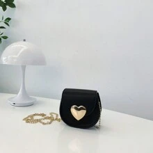 PU皮革时尚少女单肩包，心形斜挎包 - A - 查看 14