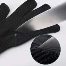 Par Guantes Proteccion Anticorte Hilo Acero Inoxidable, 1 Par De Guantes Resistentes A Cortes De Malla De Acero Inoxidable, Guante De Malla Metálica Para Carnicero, Para Cortar Carne, Procesamiento De Alimentos, Afilar Cuchillos, Descascarar Ostras - Negro - Ver 4