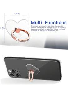 1pc Transparent Phone Ring Holder Cell Phone Finger Ring Stand Finger Grip 360 Degree Rotation Compatible With IPhone, Android Phone, Gift For Birthday, Family, Friends Finger Ring Holder, Phone Grip, Phone Accessories - Rose Gold - View 6