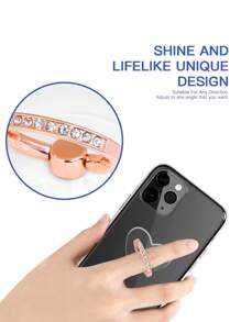 1pc Transparent Phone Ring Holder Cell Phone Finger Ring Stand Finger Grip 360 Degree Rotation Compatible With IPhone, Android Phone, Gift For Birthday, Family, Friends Finger Ring Holder, Phone Grip, Phone Accessories - Rose Gold - View 3