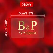 Custom Clear Square Stickers With Elegant Gold Foil - Perfect For Wedding Decor Enhancements, Personalized Engagement Announcements, Or Exclusive Party Favors - Tailor With Your Date And Initials, For Anniversaries, For Valentine's Day, For Mother's Day, For Children's Day, For Father's Day, For Graduation, For Weddings, For Housewarming Living Room, Bedroom, Tea Room, Home, Office, Dining Room, Bathroom, School, Back To School Supplies, Warm Ambience, Home & Living, Customized Stickers - Style B - View 10