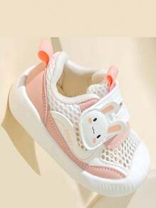 一雙卡通設計網狀PU鉤環平底休閒運動鞋，適合春夏季嬰幼兒穿著。 - 粉色 - 查看 4