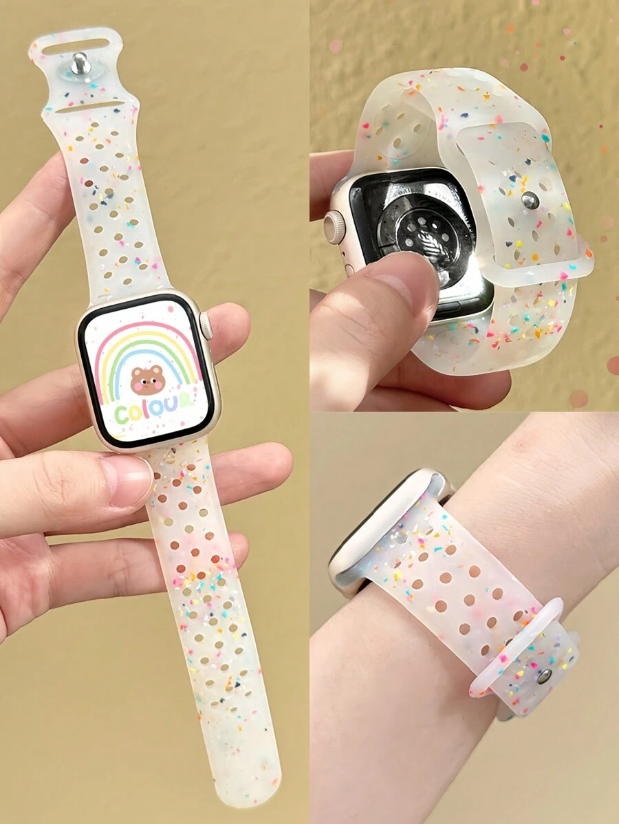 Dây đeo thể thao thoáng khí tương thích với Apple Watch 38mm 40mm 41mm 42mm 44mm 45mm 49mm dành cho cả nam và nữ, chất liệu nhựa trong suốt, silicon mềm, nhiều màu sắc, chấm bi, lỗ nhỏ, tương thích với dây đeo , tương thích với Series 11 10 9 8 7 6 5 4 3 2 1 SE Ultra 3 2 1