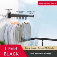 Tendedero Retráctil Plegable Negro Con Gancho, Colgador De Ropa Montado En La Pared Para Ahorro De Espacio Interior/exterior, 1 Ud. - Negro - Ver 10