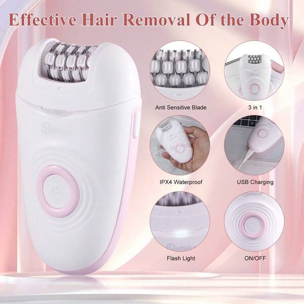 1pc USB Rechargeable 5W 3-In-1 Electric Foot File Callus Remover & Hair Removal Device