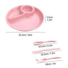 WORTHBUY 1pc Round Plastic Food Plate With 3 Compartments, Dishwasher & Microwave Safe Serving Tray, Fruit Salad Food Plate, Kitchen Divided Dinner Plate, Suitable For Women & Students To Control Diet And Lose Weight - Multicolor - View 13