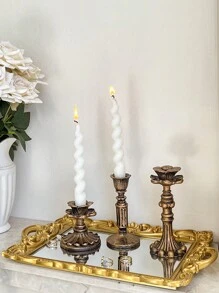 法式怀旧树脂烛台仿古仿铜家具摆件欧式家居复古壁炉餐桌装饰蜡烛台 - 古銅色 - 查看 5