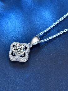 LOVESSOM قلادة سلسلة عظم الترقوة هدية للمناسبات الخاصة 925 فضة إسترليني قلادة شبه حجر كريم مواسيت على شكل أربعة أوراق شبكية صيف موسم المدرسة عيد الميلاد هدية حفل الزفاف خطوبة عروس مجوهرات هدية للزوجة صديقة عزيزة صديقة عيد ميلاد سنوي