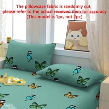 1 件简约现代蝴蝶与爱心印花水洗枕套，床上用品柔软枕套带拉链 - 彩色 - 查看 4