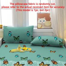 1 件简约现代蝴蝶与爱心印花水洗枕套，床上用品柔软枕套带拉链 - 彩色 - 查看 5