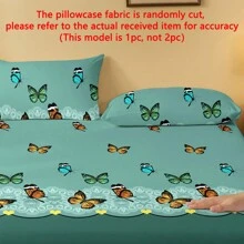 1 件简约现代蝴蝶与爱心印花水洗枕套，床上用品柔软枕套带拉链 - 彩色 - 查看 7