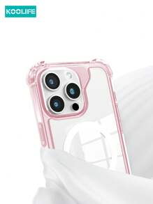 1pc Koolife Angel Eye Large Hole Transparent Shockproof Magnetic Phone Protective Case, Four Corner Anti-Drop Compatible With Iphone 16/16 Pro/16 Plus/16 Pro Max/11/12/12 Pro/12 Pro Max/13/13 Pro/13 Pro Max/14/14 Plus/14 Pro/14 Pro Max/15/15 Pro/15 Plus/15 Pro Max